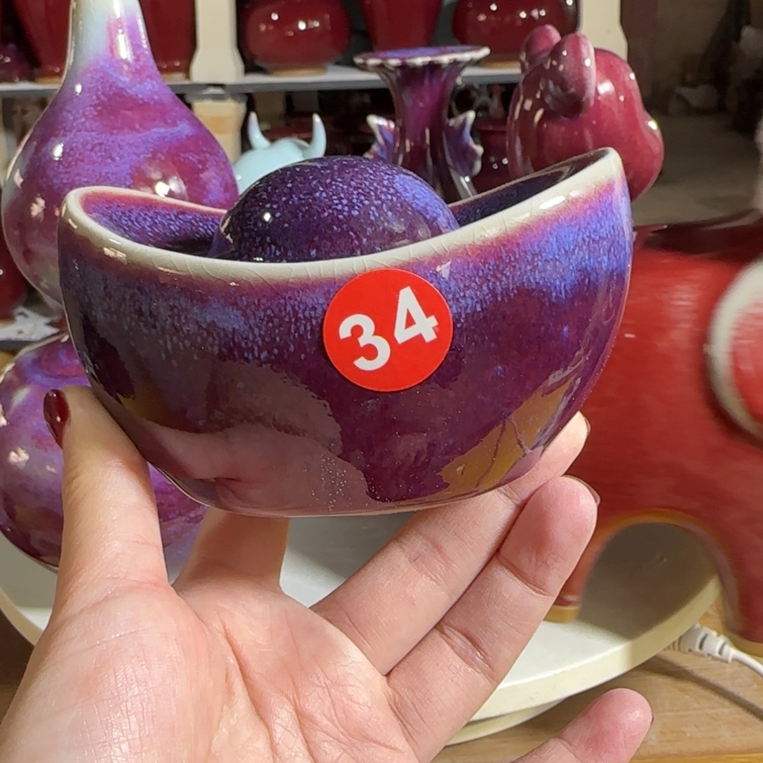 摆件瓷郑家钧窑摆件微