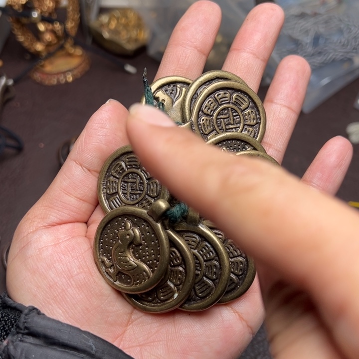 铜星月菩提吊坠项链