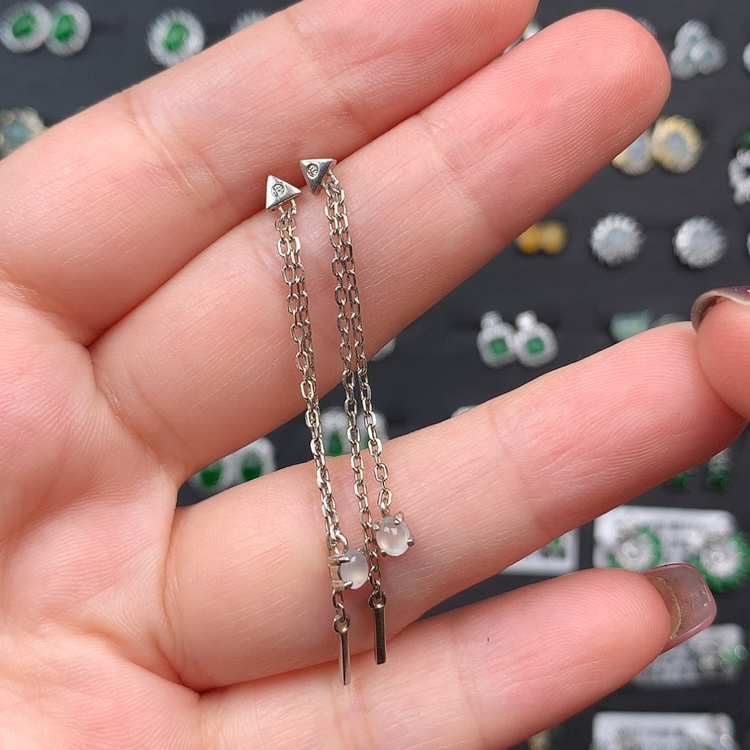 翡翠银S925镶嵌耳饰