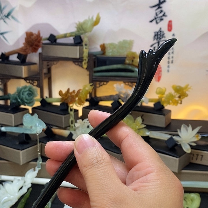 蛇纹石玉合金发饰