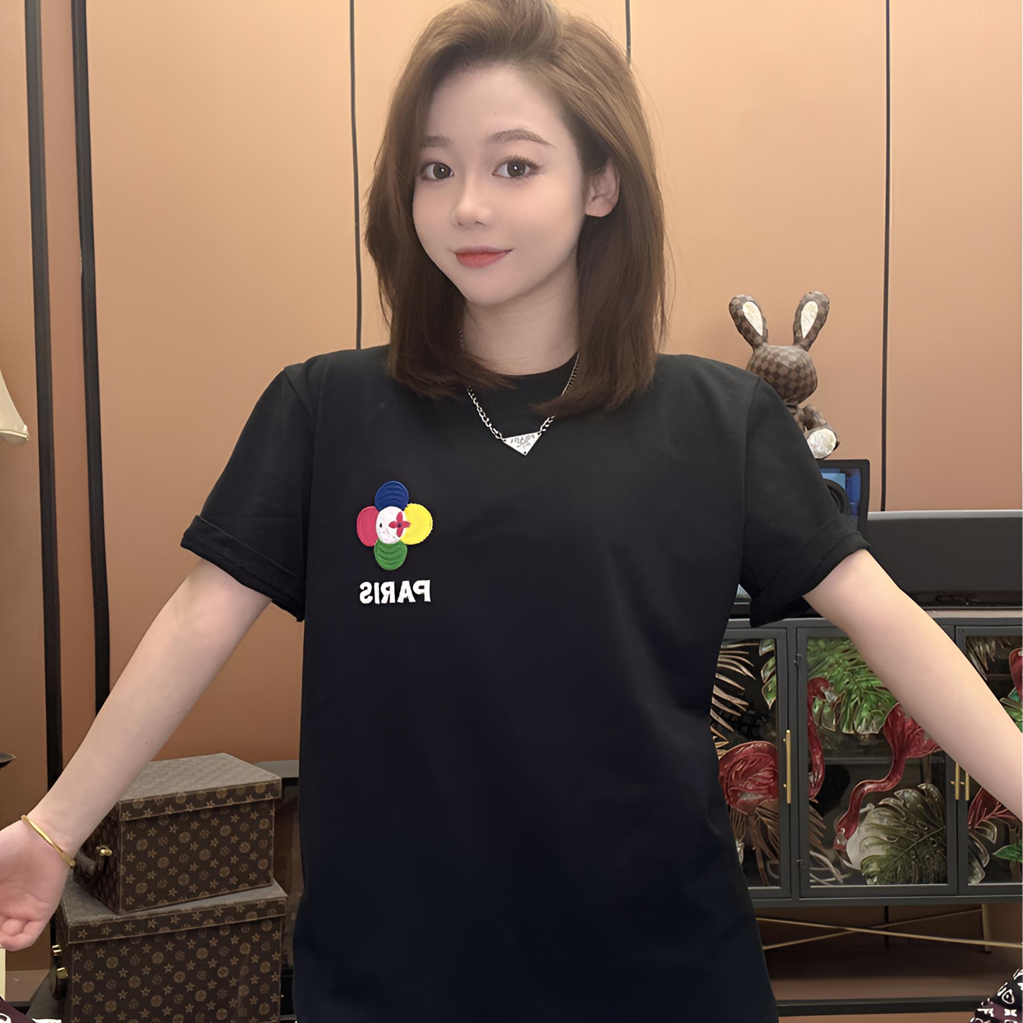 【炫彩帕黎】2025夏季新款刺绣工艺潮牌男女同款短袖休闲百搭
