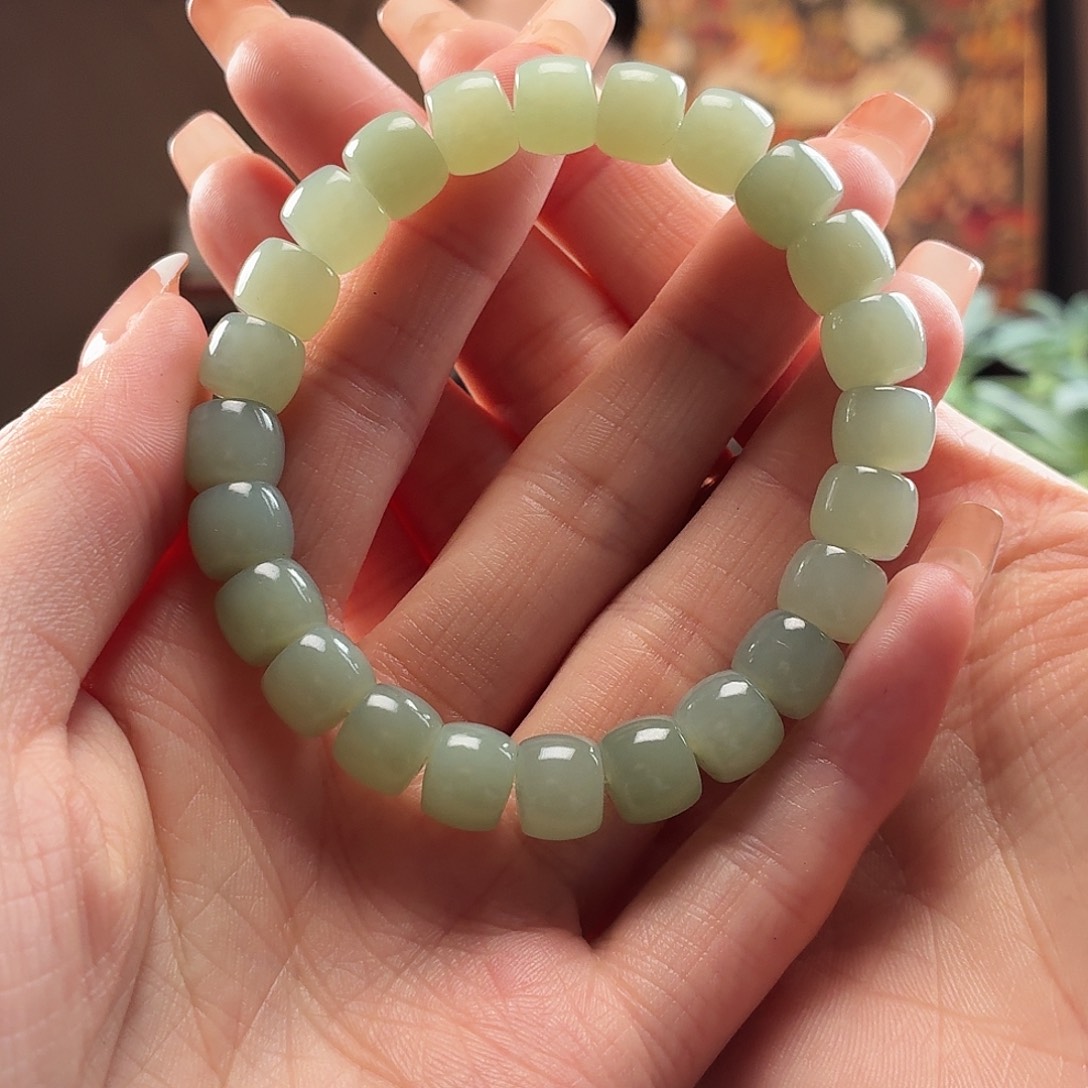 和田玉未镶嵌手串且末蓝卡9.0直切