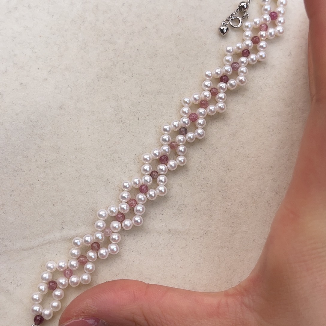 银S925镶嵌淡水珍珠手链