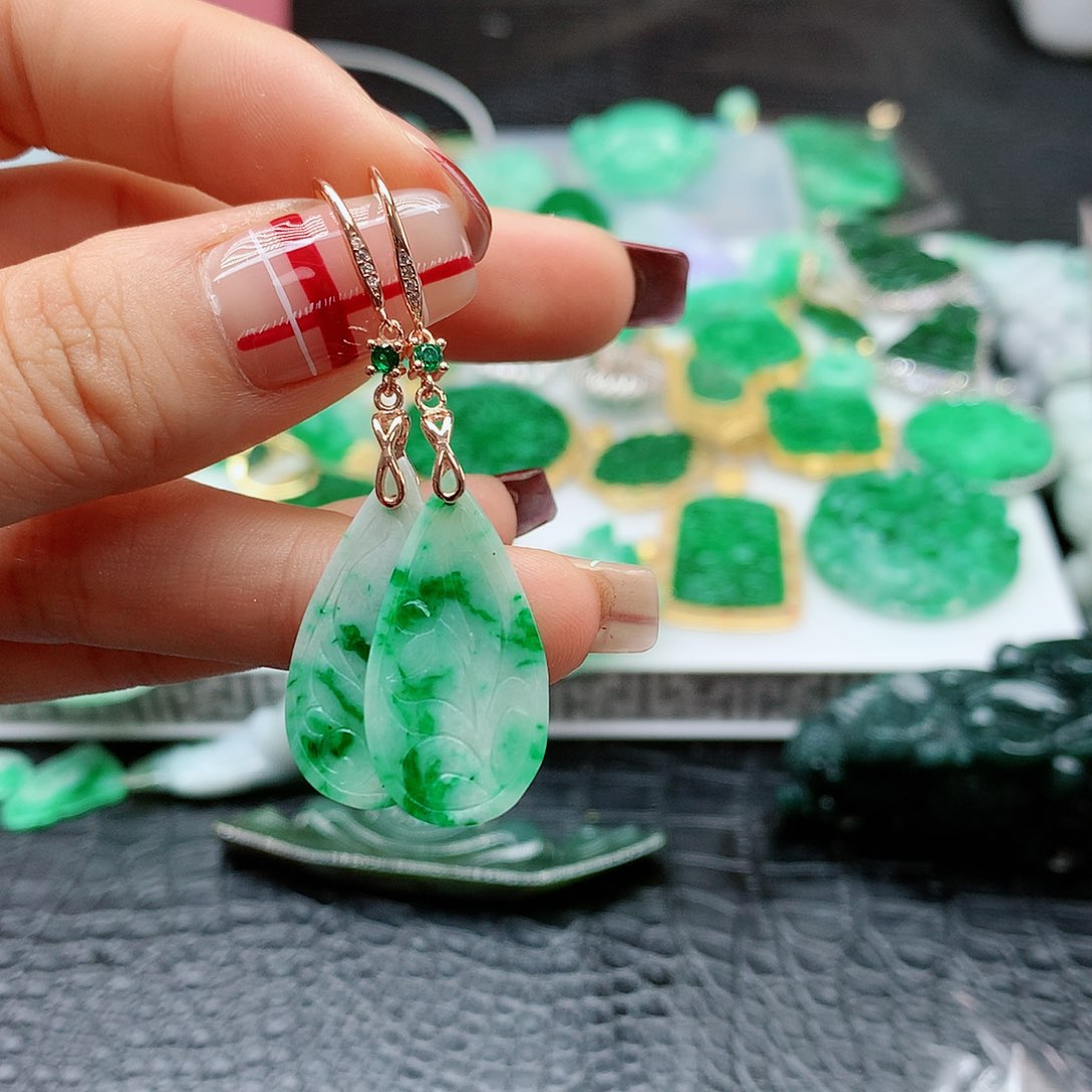 【闪购商品】翡翠耳饰银S925镶嵌h，