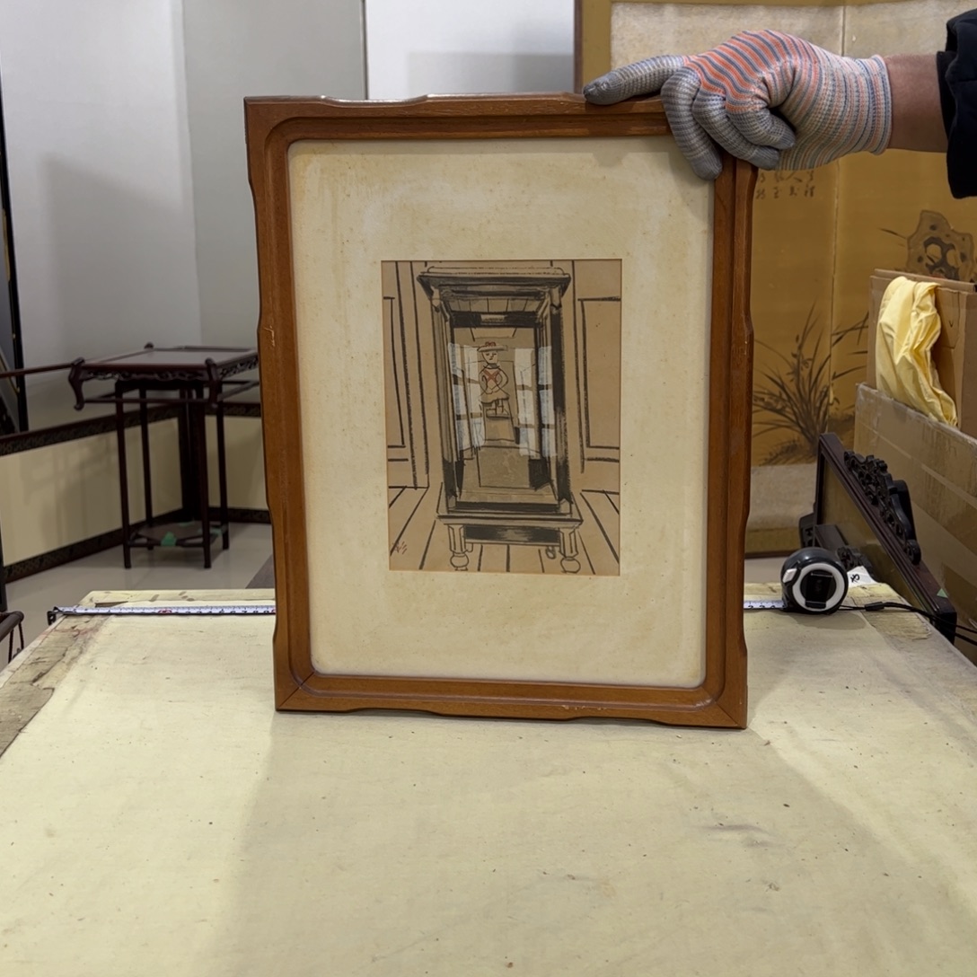 肚***白绘画屏风框画茶空间设计