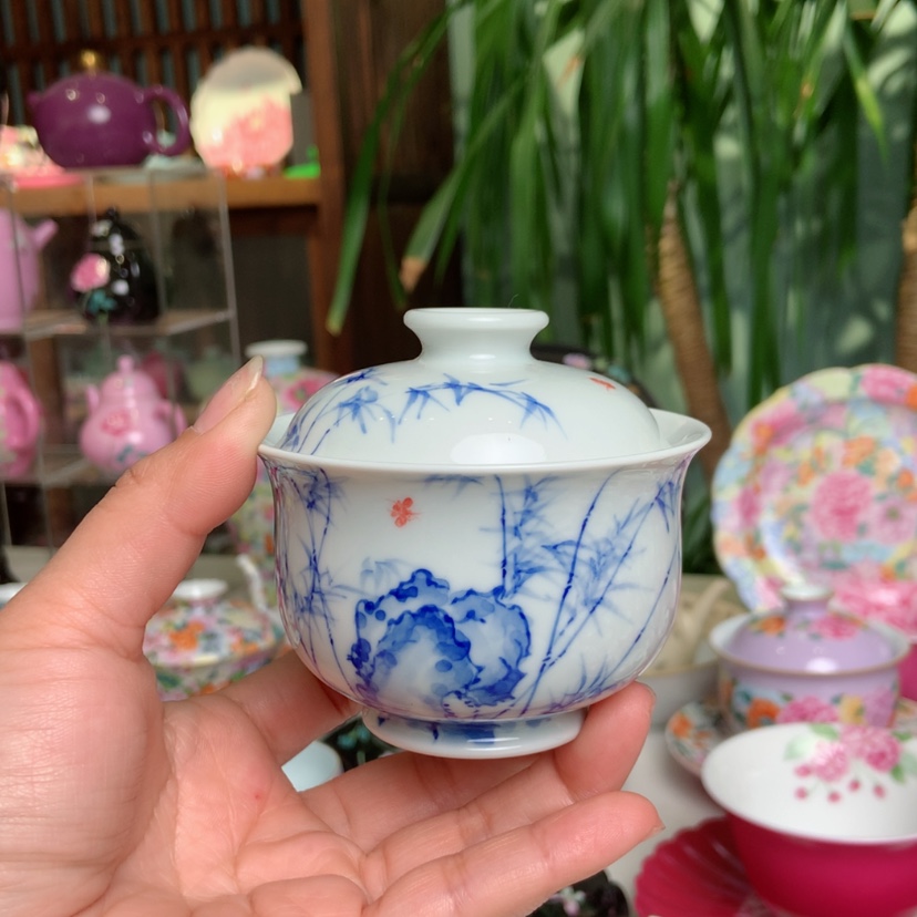 【闪购商品】竹子盖碗景德镇陶瓷