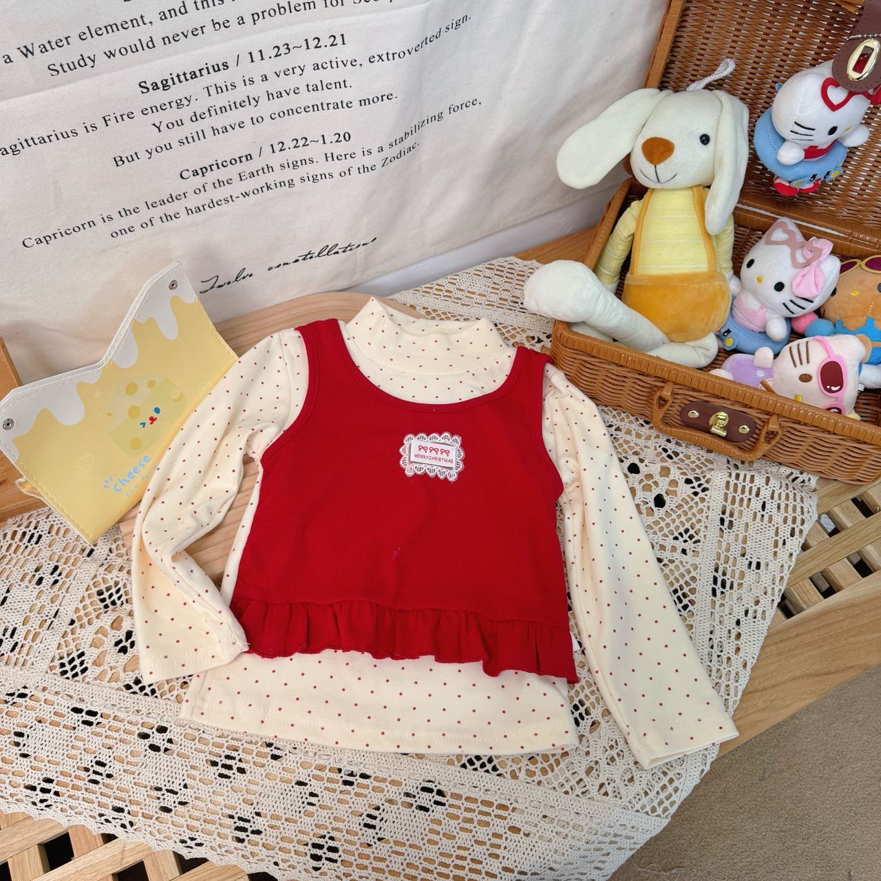 【新疆包邮】儿童加厚不加绒波点假两件打底衫14700