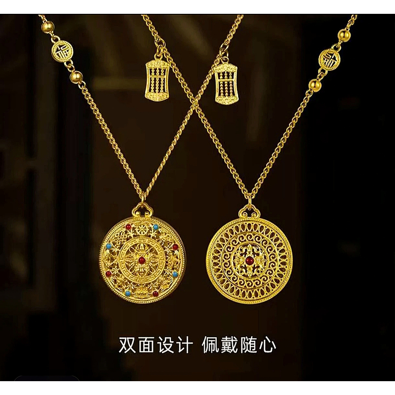 铜合金项链 【双面】新款中国风八宝罗盘轻奢设计项链1047