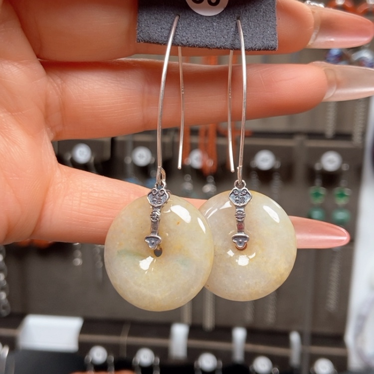 【闪购商品】翡翠耳饰银S925镶嵌优化耳饰