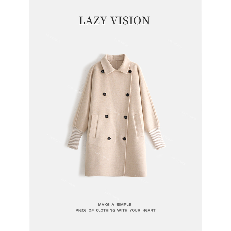LAZYVISION羊绒长款气质休闲女士大衣外套ZMD-28462