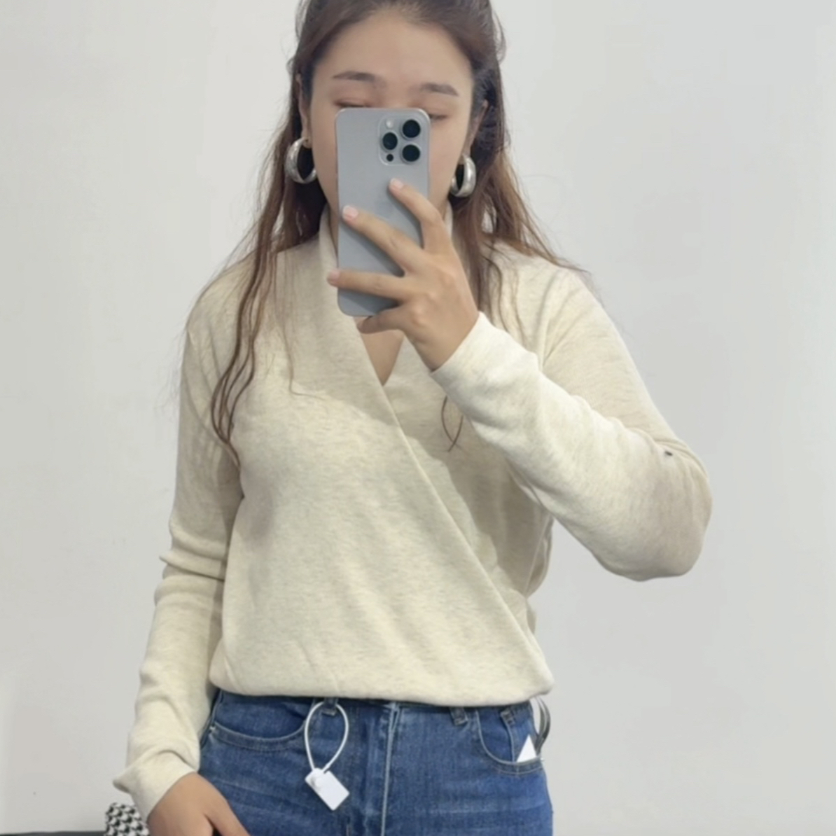 夏季长袖针织女显瘦针织衫毛针织衫打底衫纯色拼接