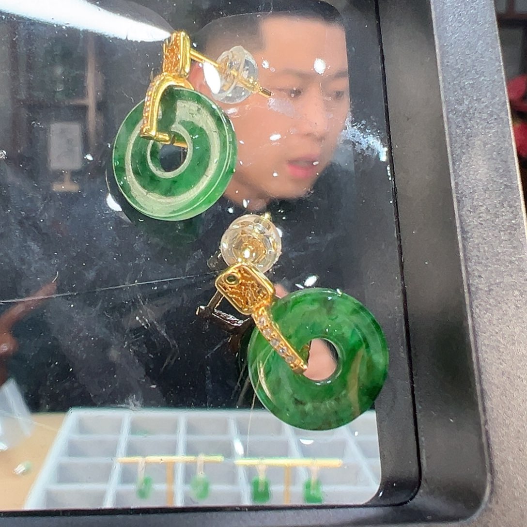 翡翠耳饰银S925镶嵌耳环4