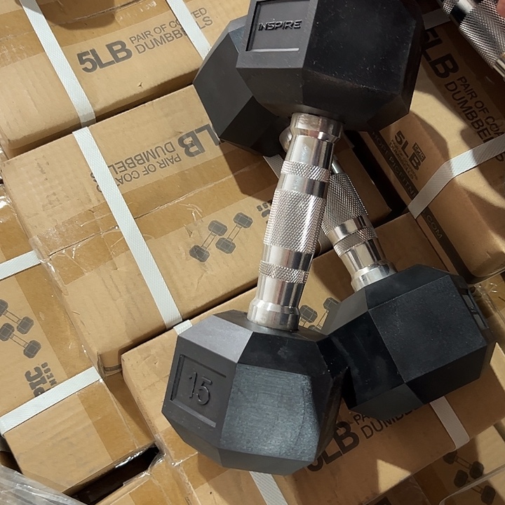 全新六角实心铁哑铃6.8公斤一对