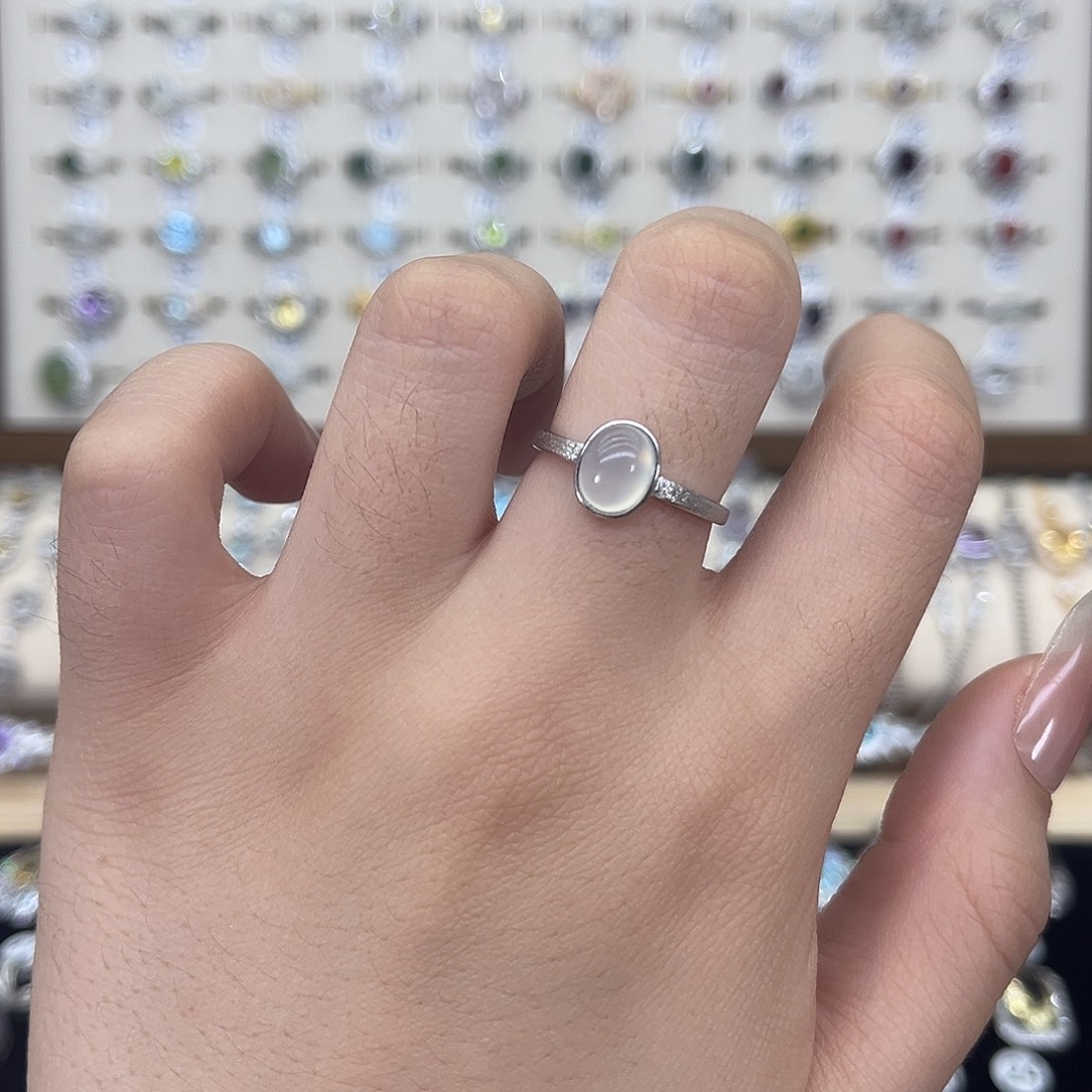 岫玉银S925镶嵌戒指