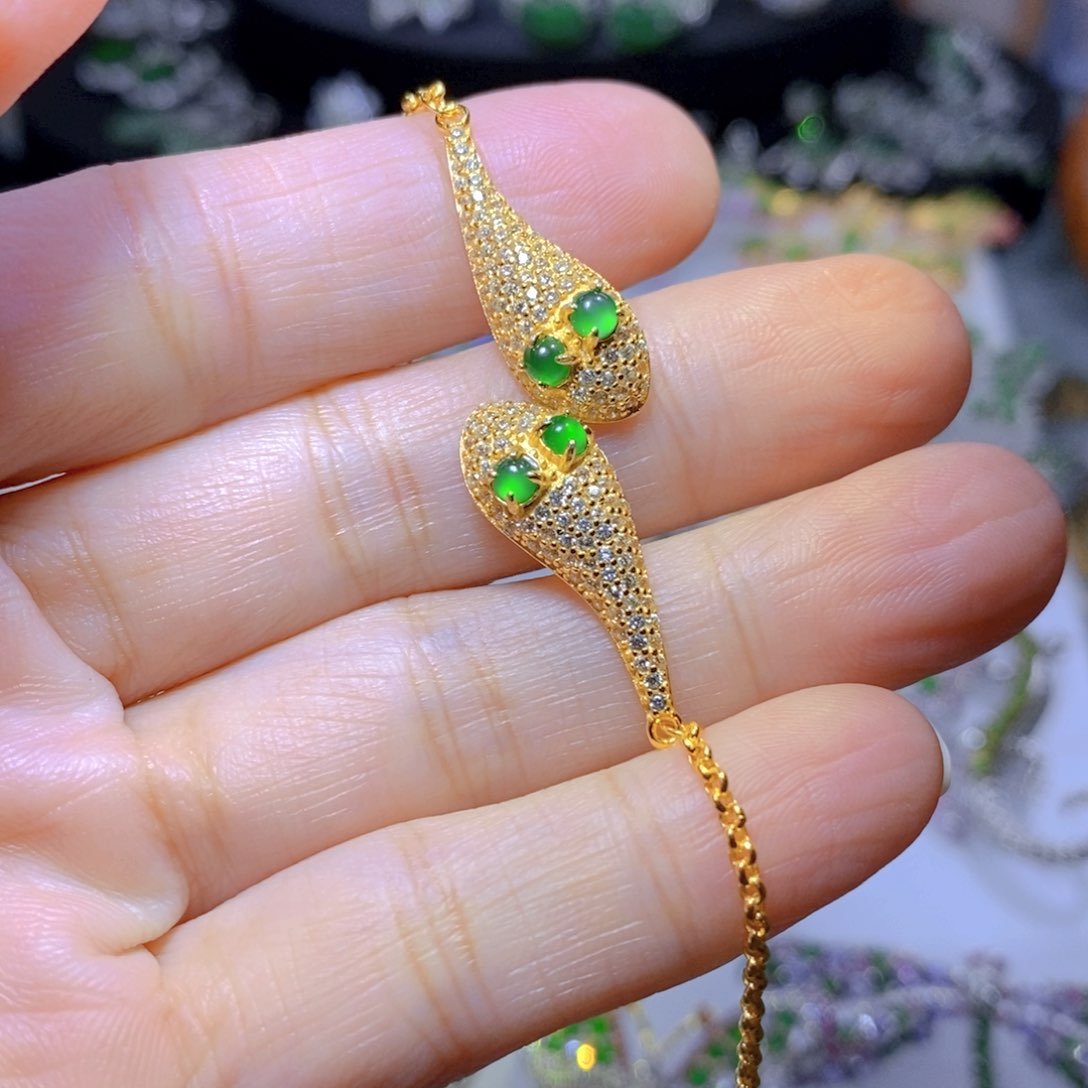 翡翠颈饰合金天然翡翠