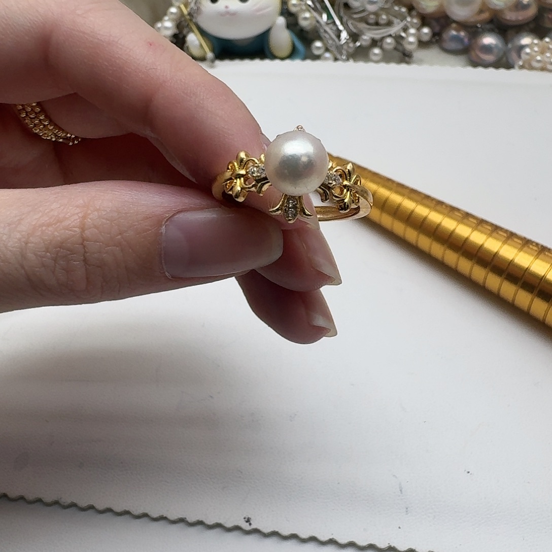 戒指银S925镶嵌海水珍珠