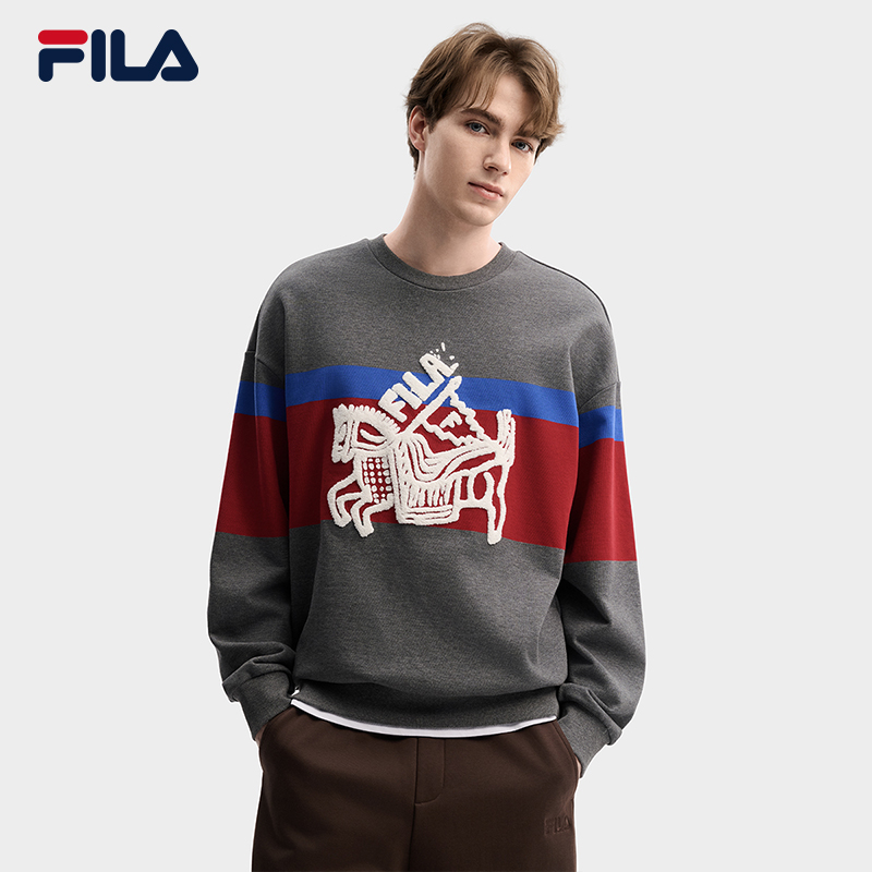 【马年新款卫衣】FILA斐乐男女2026年春季撞色条纹上衣F11U619201F