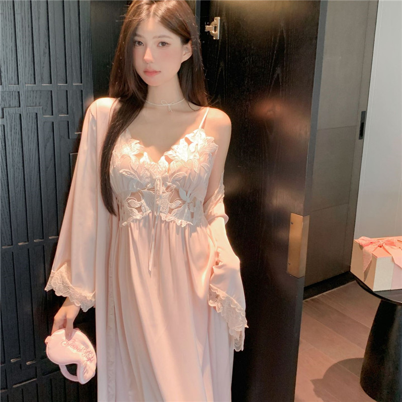 薄款四季通用女厚款纯色长裙睡裙家居服秋季连衣裙