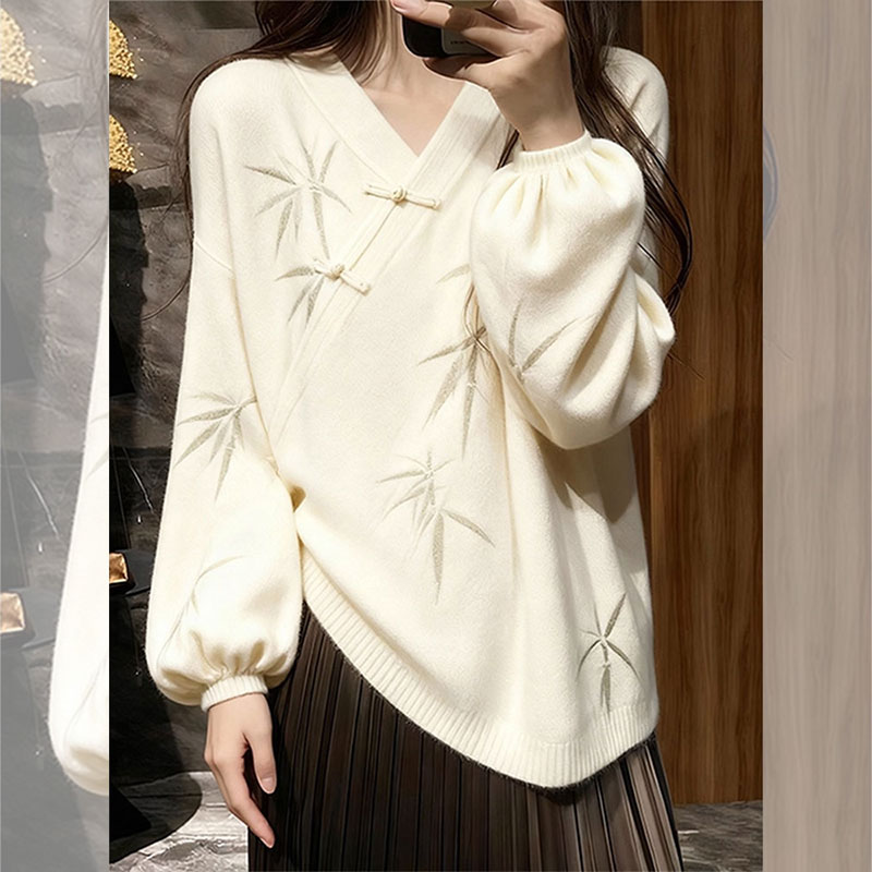 秋冬新款针织衫毛衣女时尚百搭新中式别致上衣今年流行高级感小衫