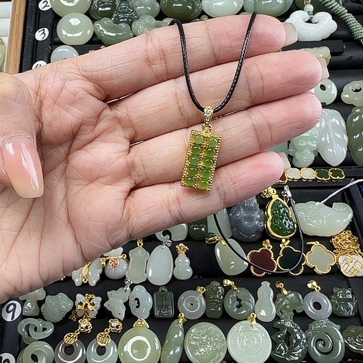 和田玉银S925镶嵌吊坠(不含链)