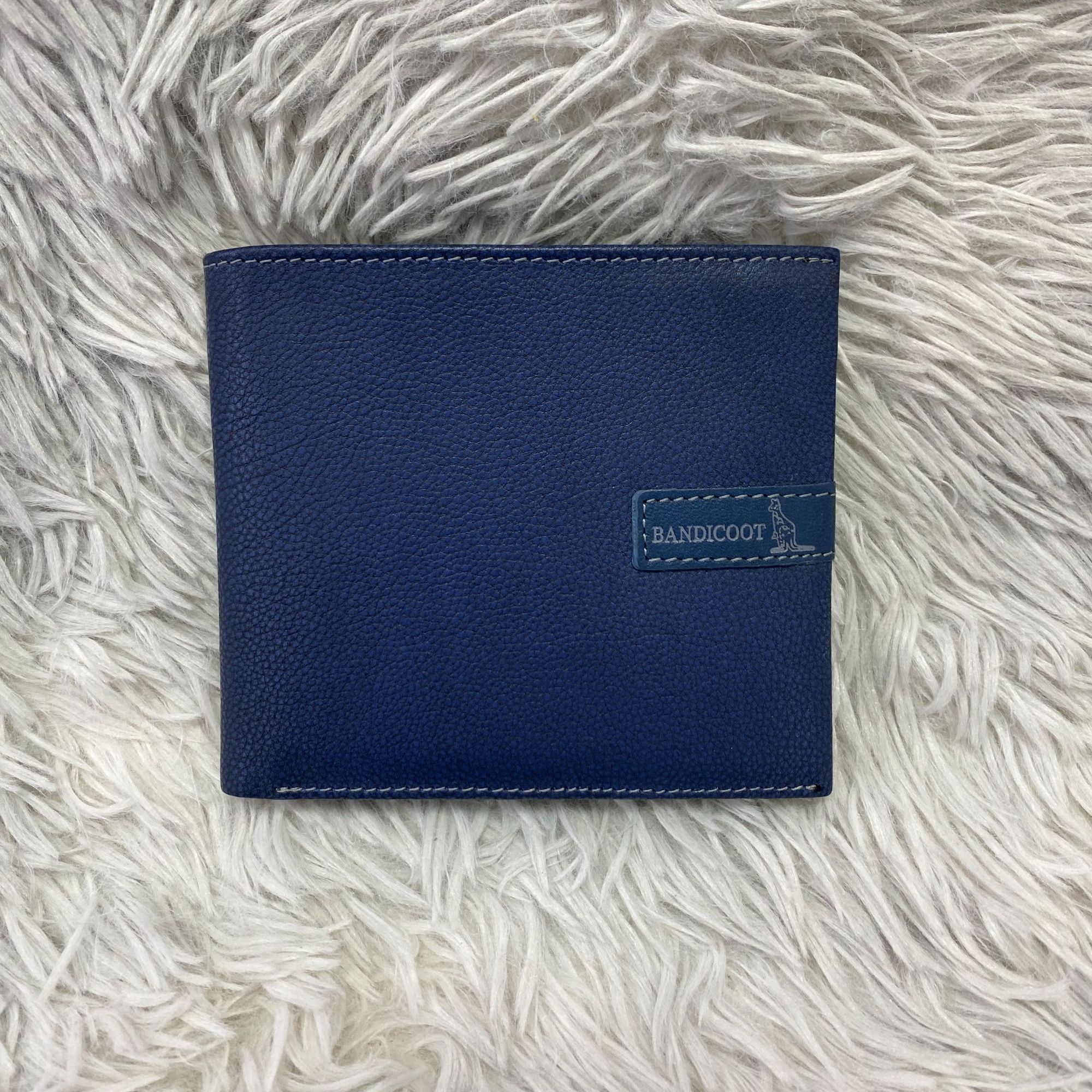 鼠家0245-3蓝色男士牛皮钱包轻奢短款时尚休闲百搭真皮简约深蓝色