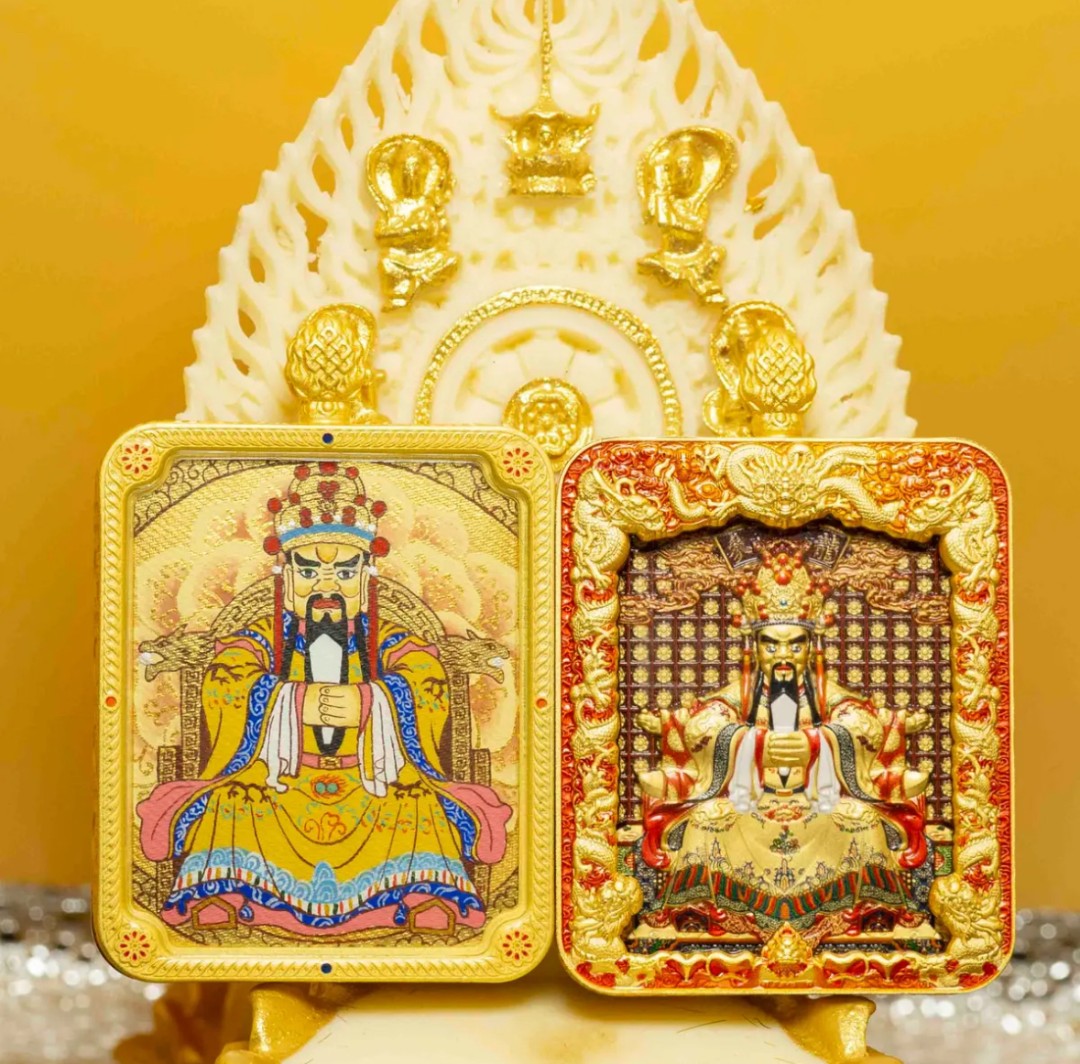 铜吊坠 【五台山】2025纯手绘五爷文殊国风吊坠金色精美坠链挂坠