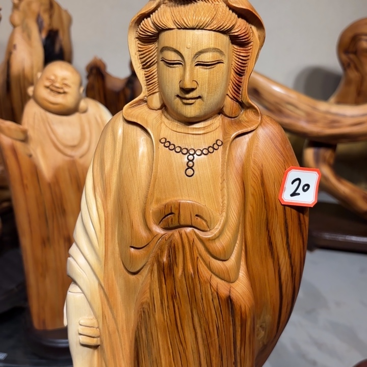 木太行崖柏根雕摆件弥勒佛题材