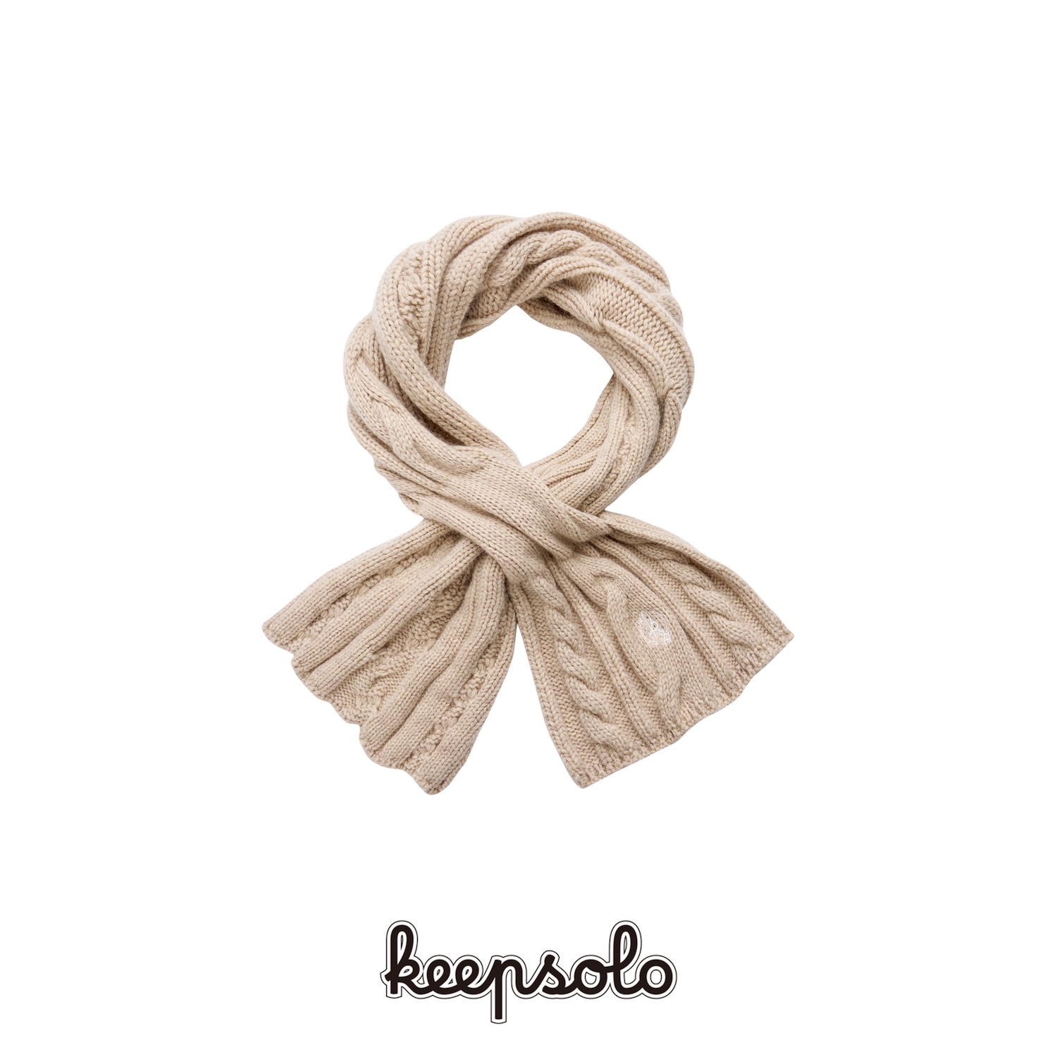 KeepSolo「暖意融融」麦穗刺绣羊毛绞花蝴蝶围巾015