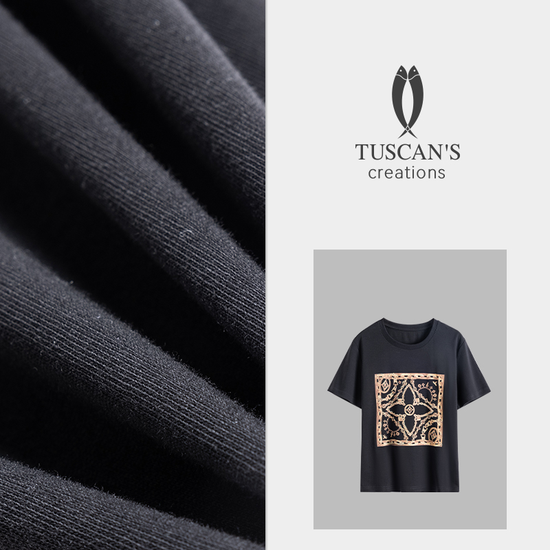 TUSCAN'S CREATIONS潮流百搭女士短袖T恤日常宽松衬衫时代双鱼