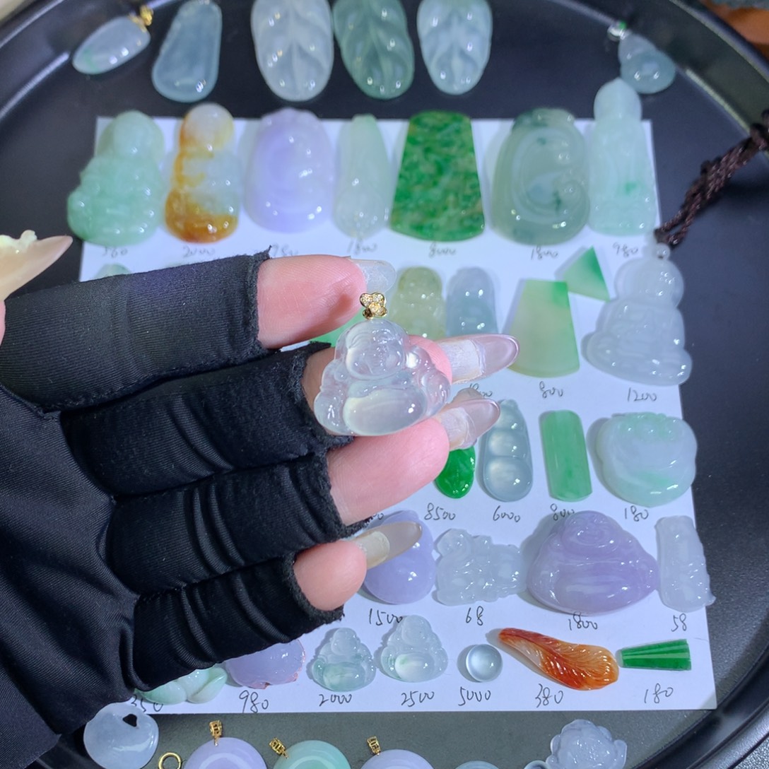 翡翠18K金镶嵌吊坠(不含链)冰佛公