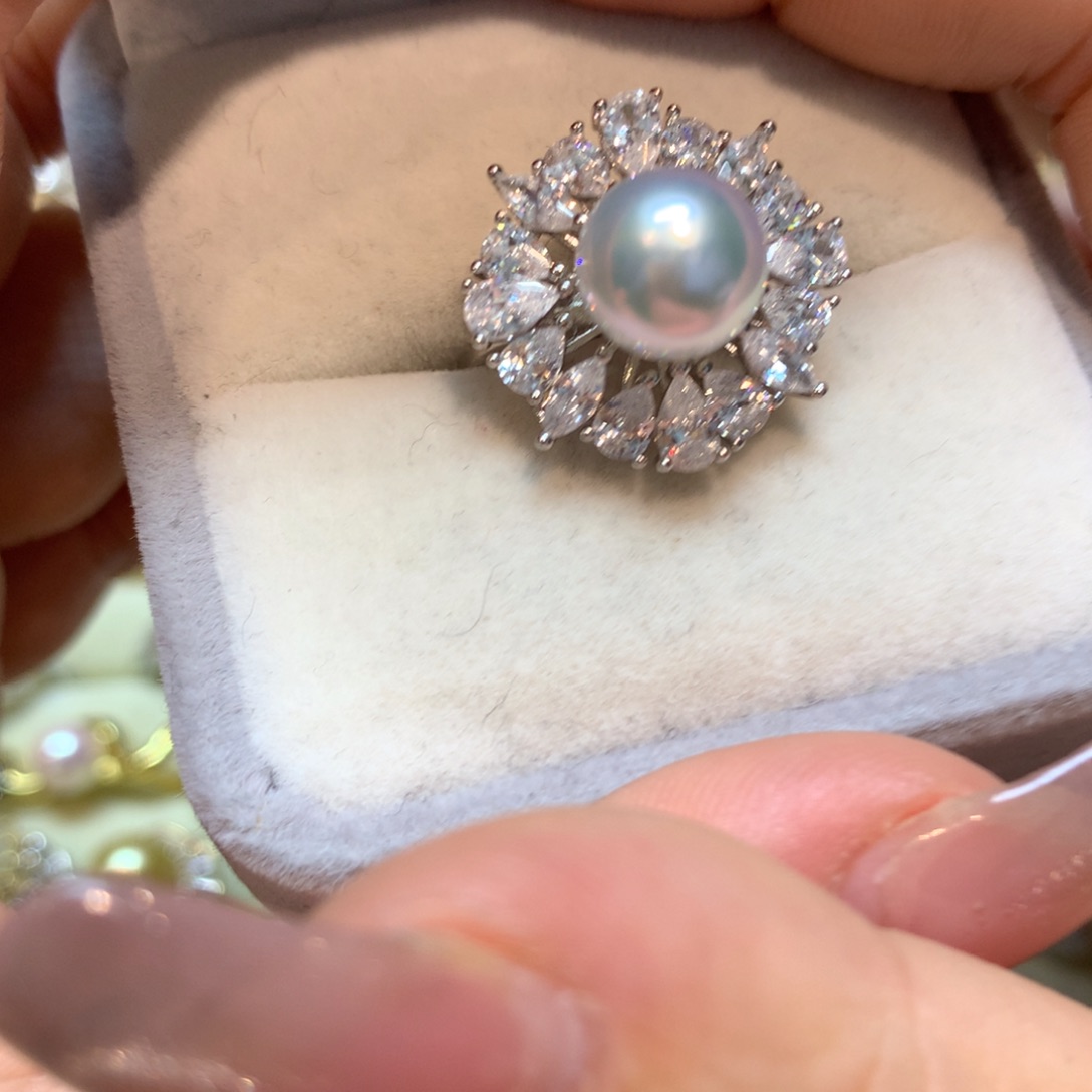 海水珍珠戒指银S925镶嵌