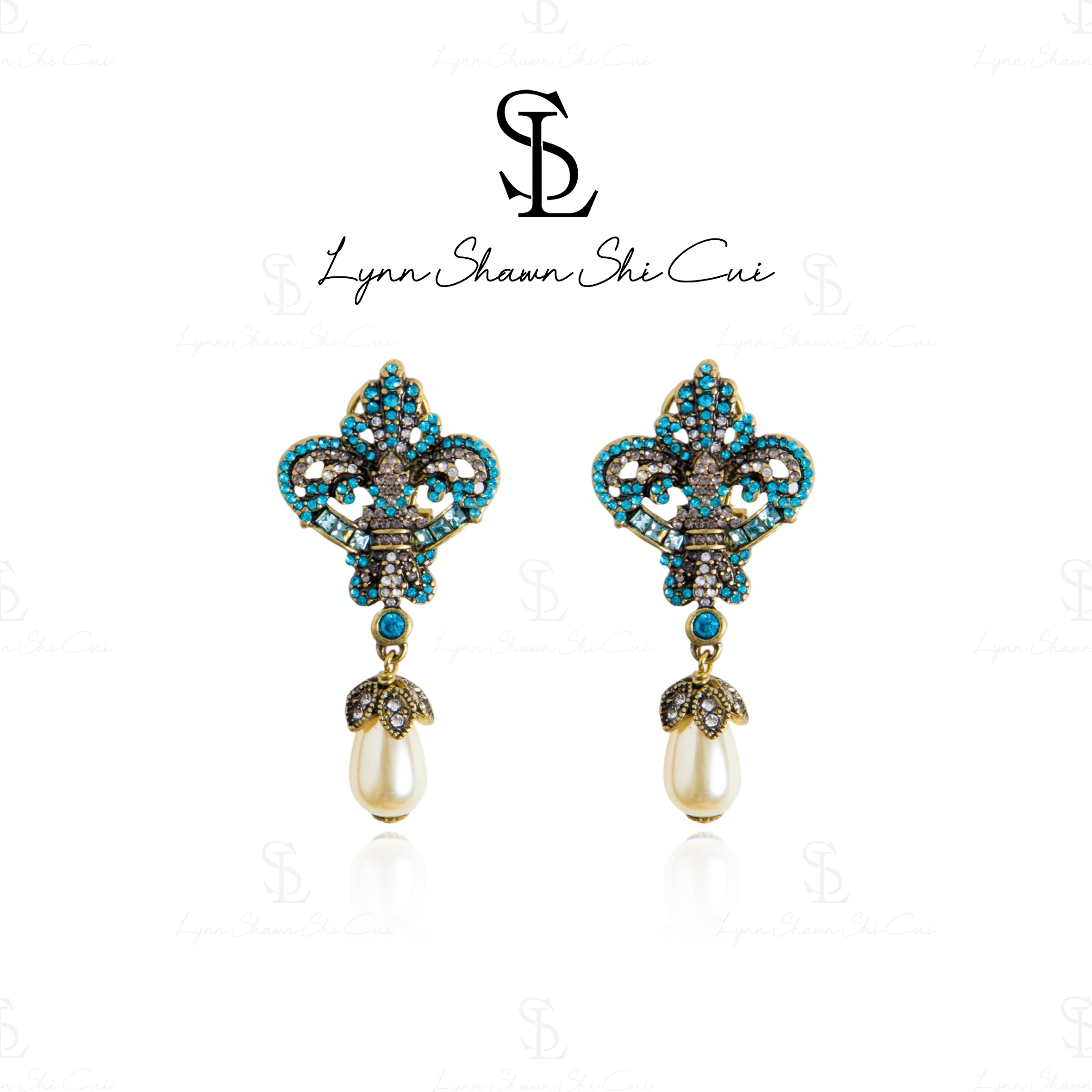 铜合金锆石耳饰 （精工系列）小众重工宫廷风耳饰