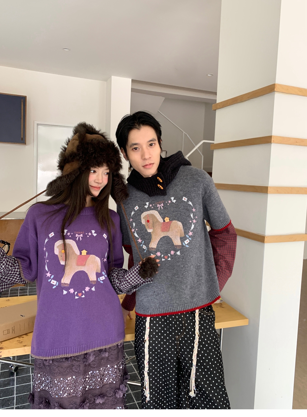 河岸家买手店YANAG马上有房的圆舞曲羊毛假两件毛衣女26春夏新款