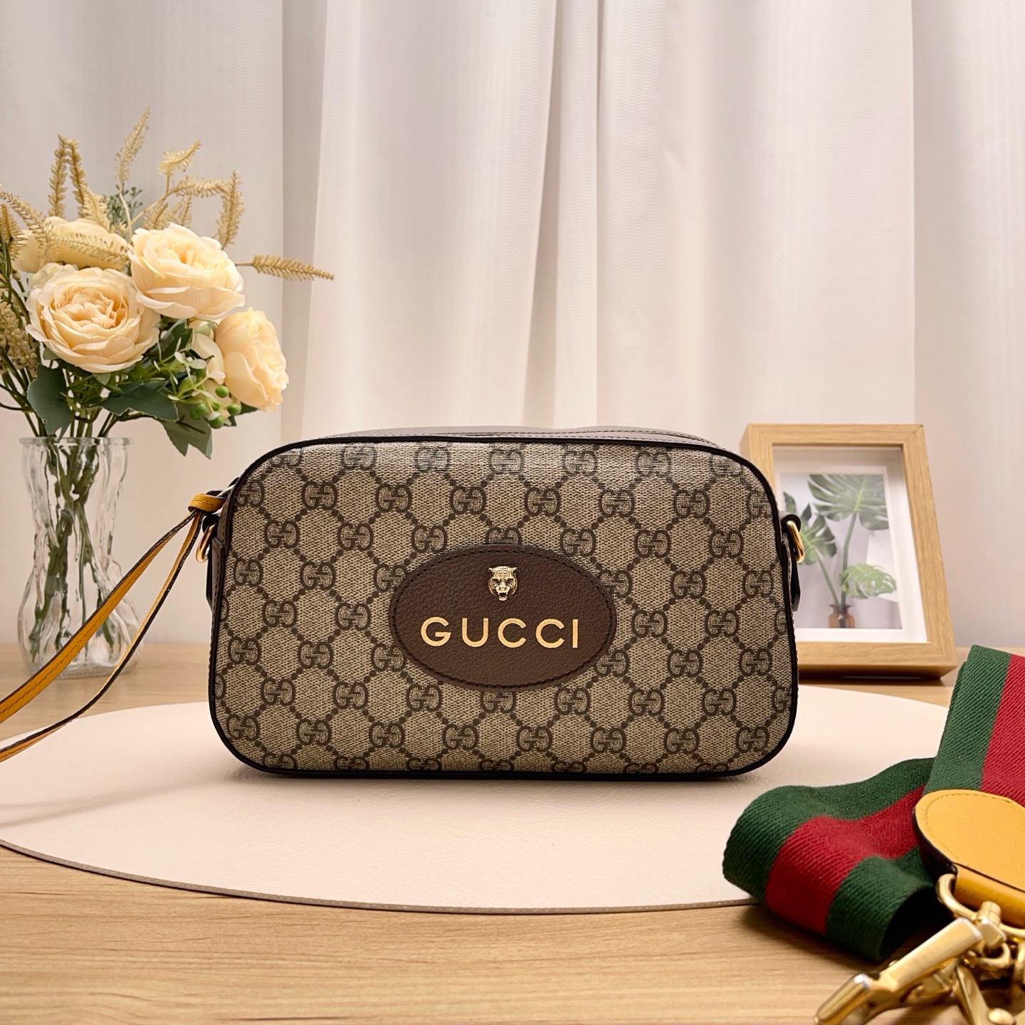 95新 GUCCI/古驰 【九筒奢品】虎头相机包/单肩包/8535