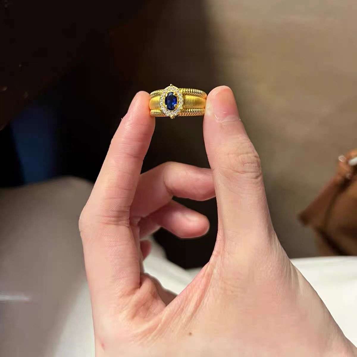 足银戒指 足银戒指 热款鸽子蛋开口戒指 999金包999银气质