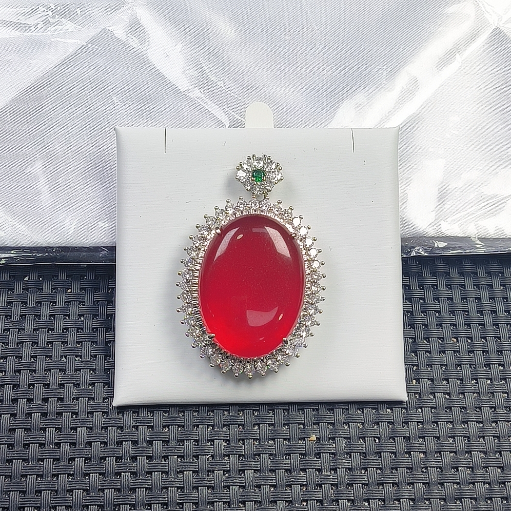 【聚宝严选】D126红大圆大鹅蛋吊坠妈妈款精致精美气质百搭