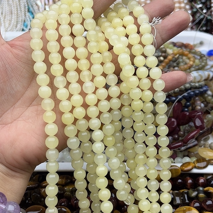 玛瑙/玉髓未镶嵌珠宝半成品8mm黄口和田玉