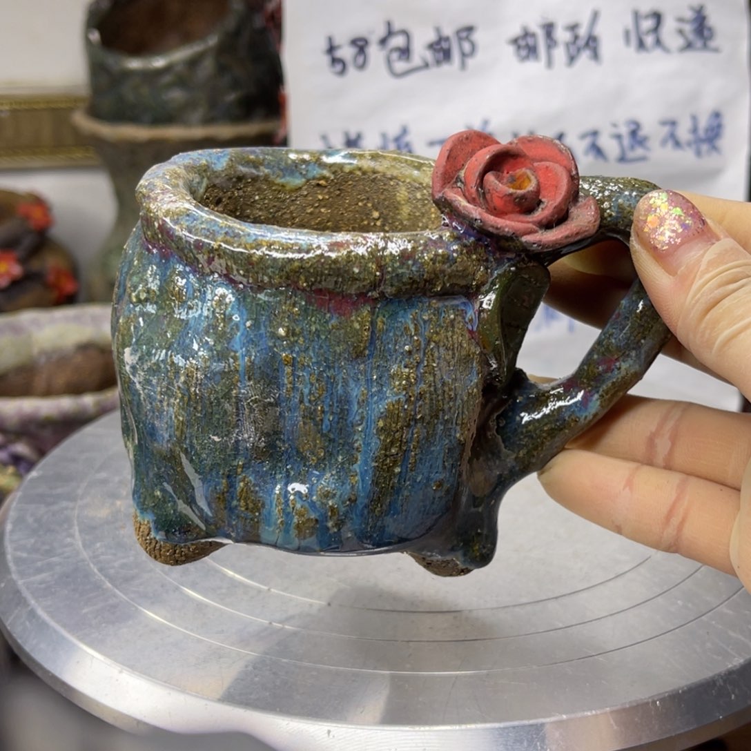 红陶粗砂陶瓷花盆