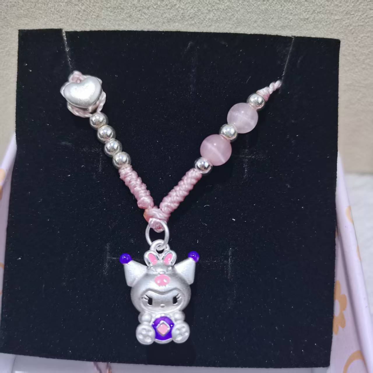 吊坠足银 足银999库咯米钱币项链珐琅彩纯手工编织少女心可爱百搭