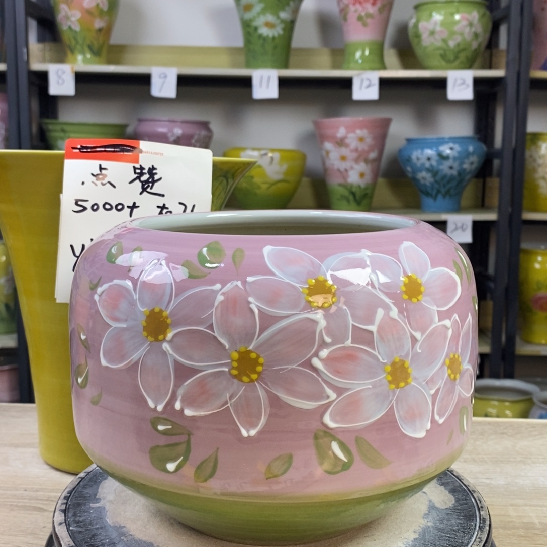 景德镇手工手绘陶瓷花盆