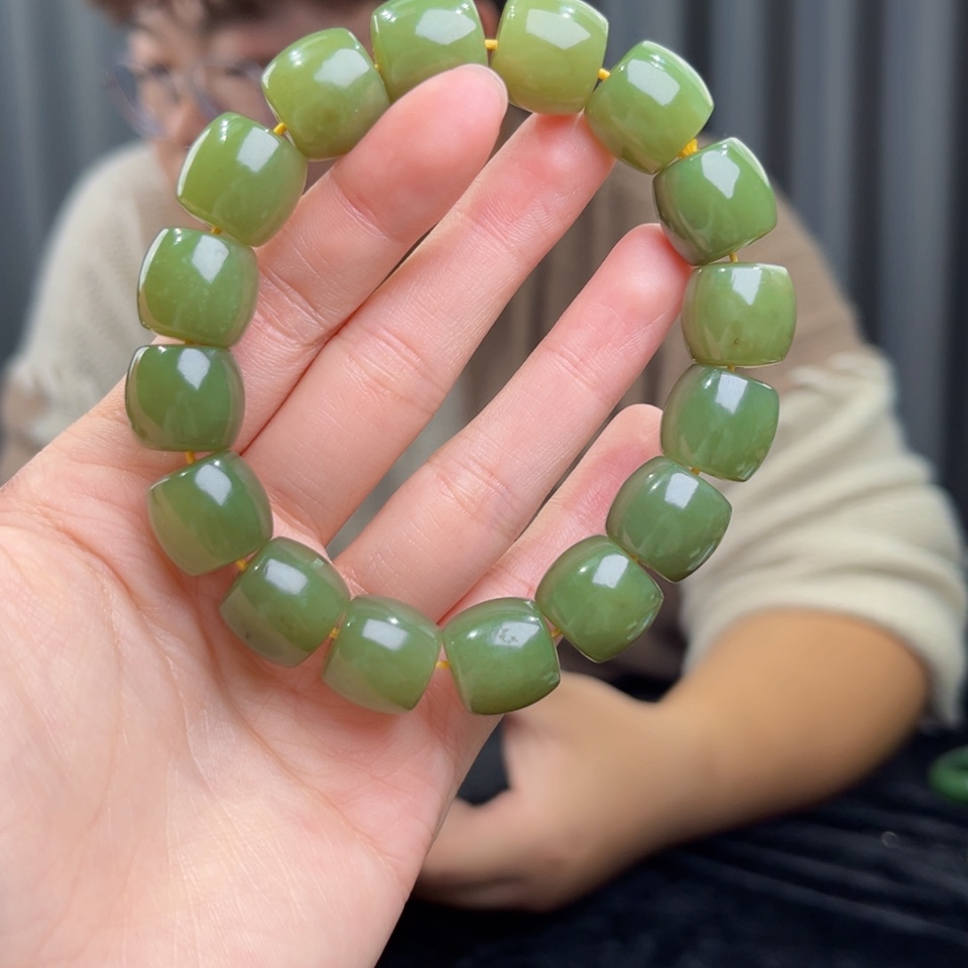 和田玉未镶嵌手串天然和田玉新疆若羌青黄口微瑕14