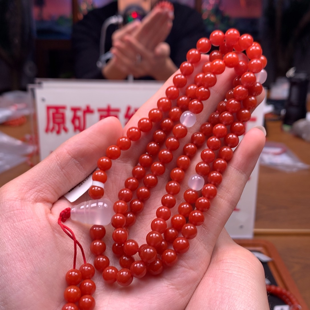 南红玛瑙手串未镶嵌官坡锦红6+