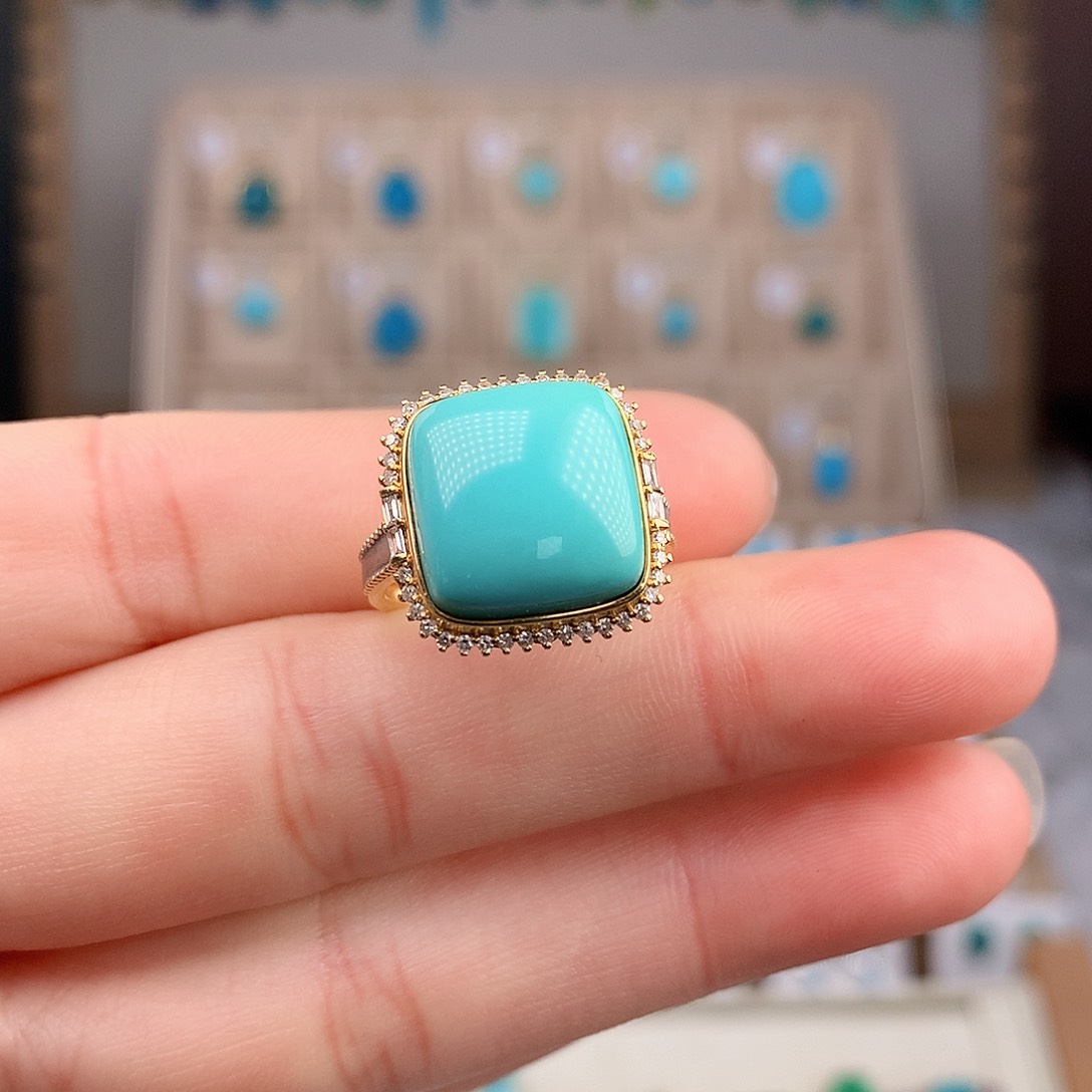 绿松石珠宝奇石18K金镶嵌