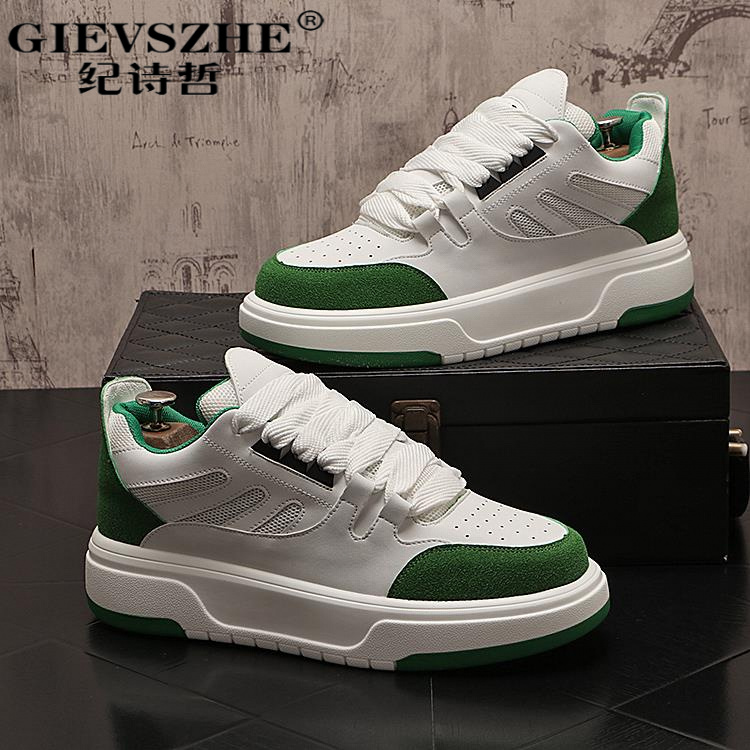 纪诗哲时尚板鞋男新款拼色百搭小白鞋韩版潮流透气面包鞋增高男鞋