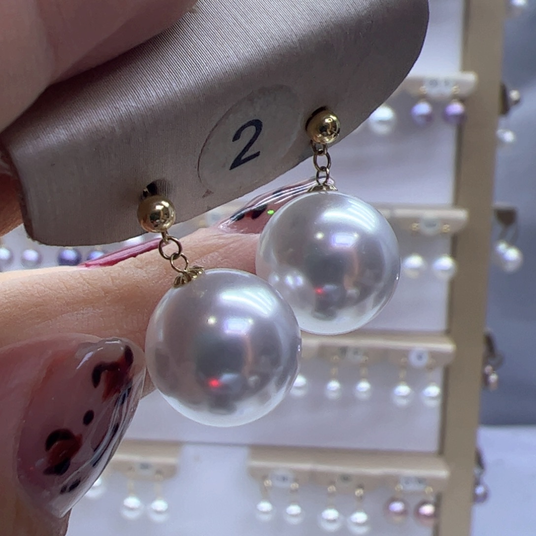 淡水珍珠耳饰18K金镶嵌