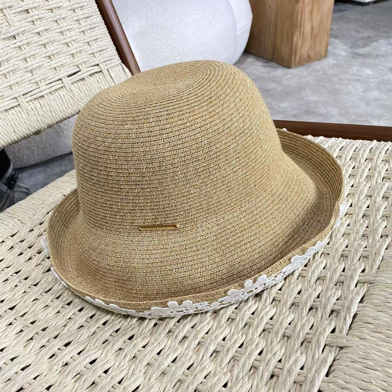 infobyfive2025夏季新款蕾丝花边帽子檐帽2ED2401