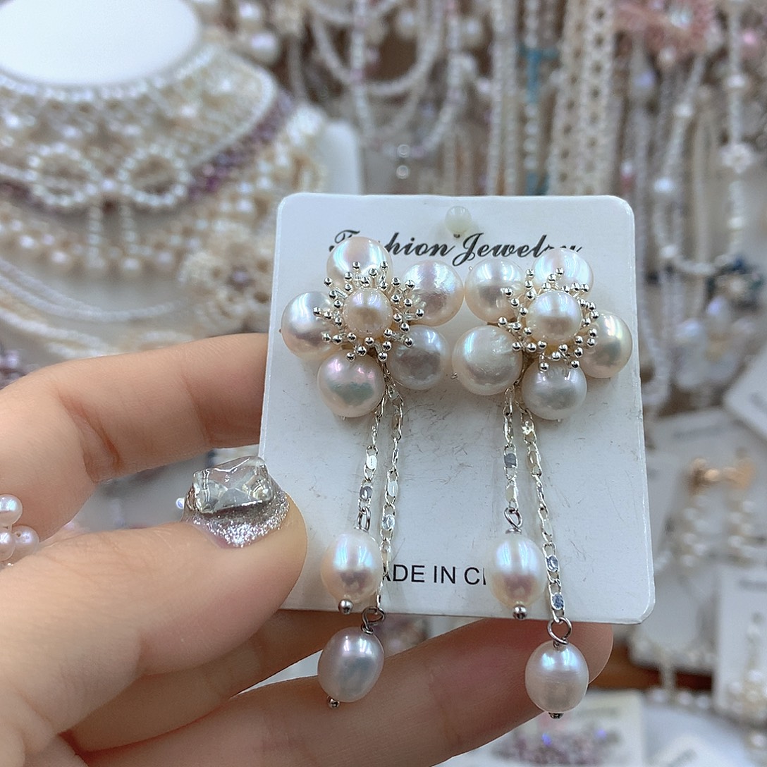 淡水珍珠耳饰银S925镶嵌