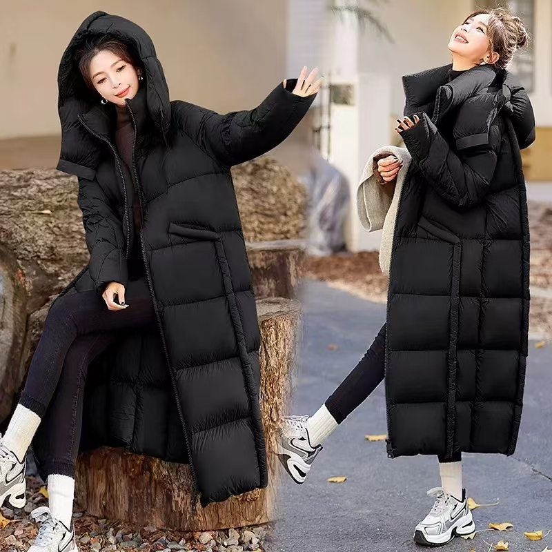 长款直筒型韩版显瘦女中羽绒服