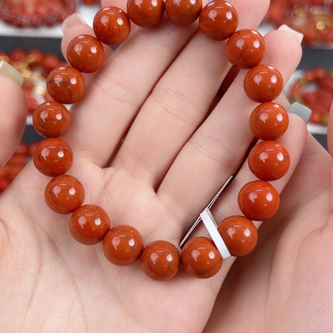 南红玛瑙未镶嵌瓦西柿子红满肉10mm手串