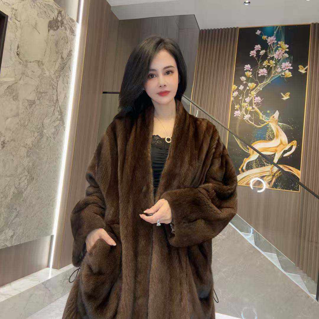 2549水貂冬季新款时尚高端女士皮草大衣T-衣长110cm